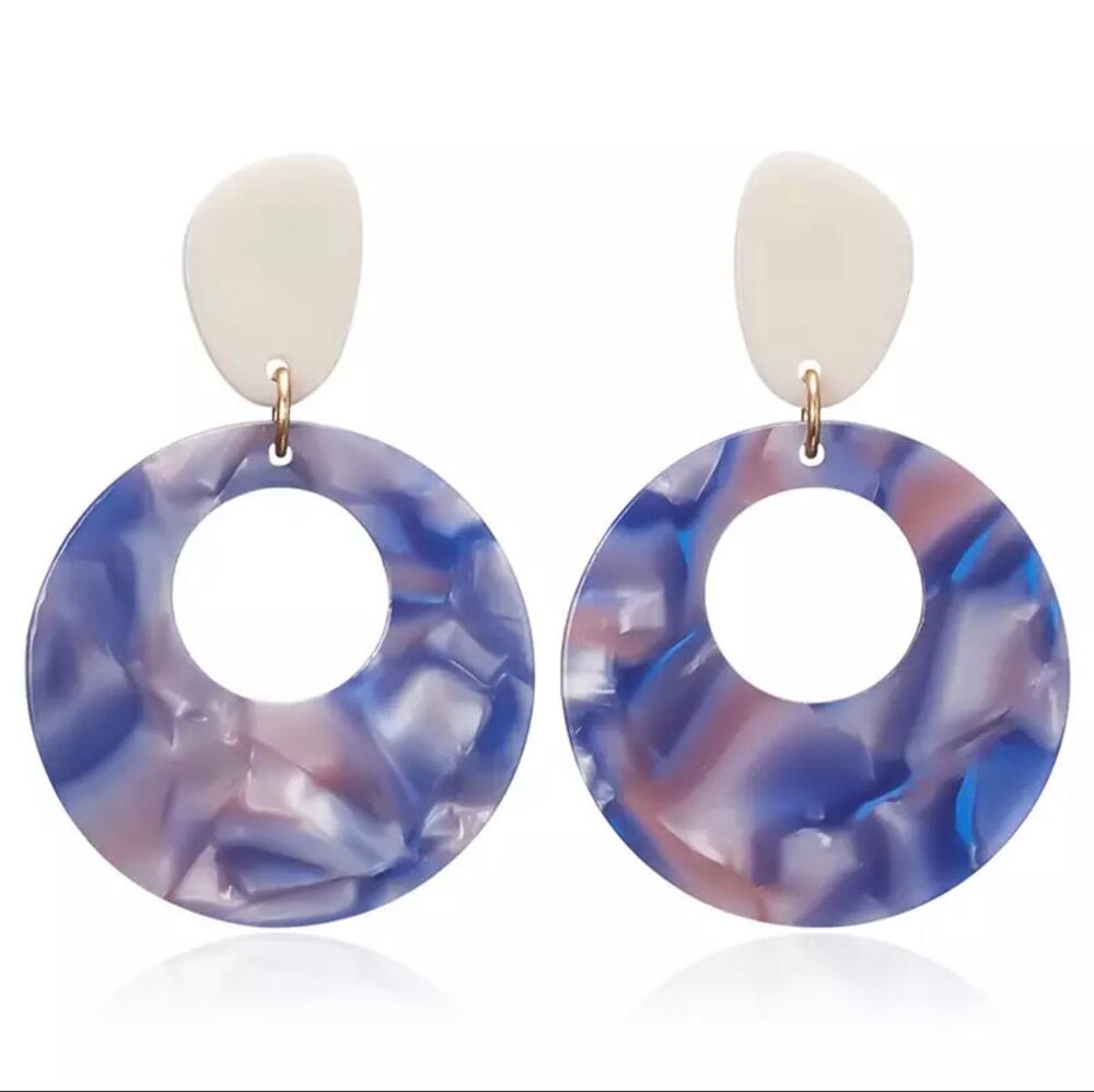 Charlotte Multicolor Resin Drop Earrings - Blue 1-A-5-71